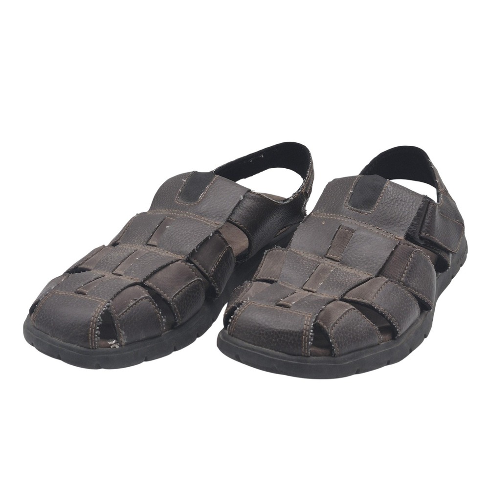 Dexter Sandals Shoes Mens Size 14 Brown Fisherman Hook & Loop Casual Comfort
